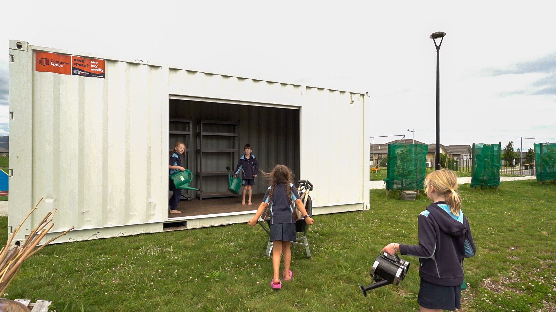 Container Space - Shipping container shed at Te Manawa o Papamoa School